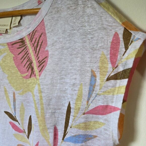 EUC CYNTHIA ROWLEY BOATNECK SUMMER PRINT LINEN TOP SIZE SMALL - Picture 7 of 13